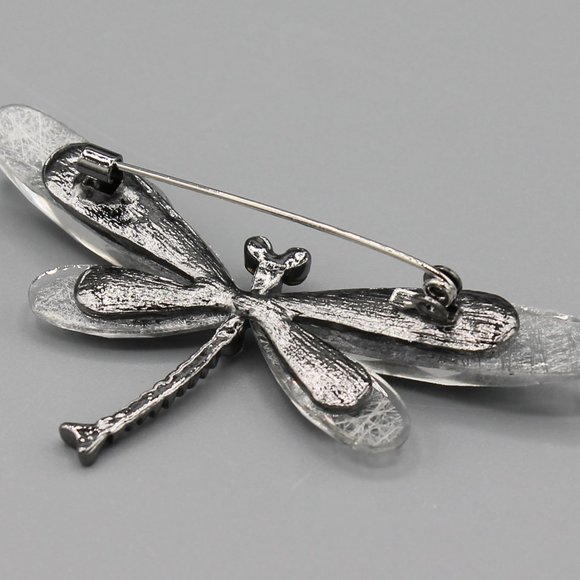 Dragonfly symbol of change gray pin brooch - Picture 5 of 6